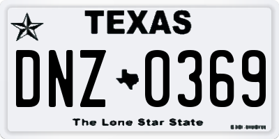 TX license plate DNZ0369