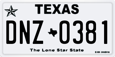 TX license plate DNZ0381