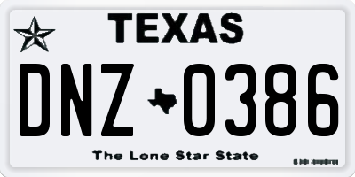 TX license plate DNZ0386