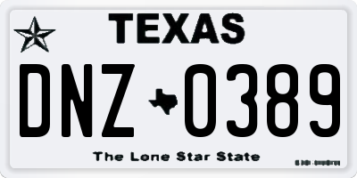 TX license plate DNZ0389