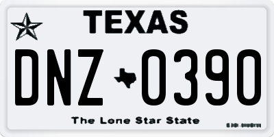 TX license plate DNZ0390