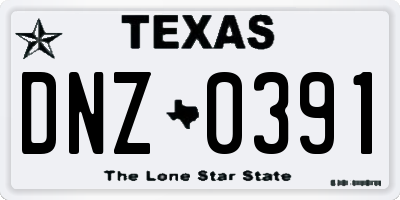 TX license plate DNZ0391