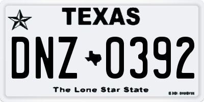 TX license plate DNZ0392