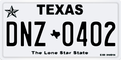 TX license plate DNZ0402