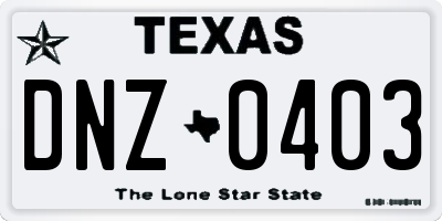 TX license plate DNZ0403