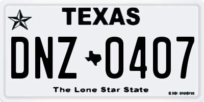 TX license plate DNZ0407