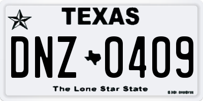 TX license plate DNZ0409