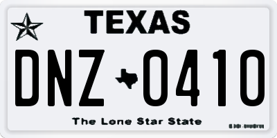 TX license plate DNZ0410