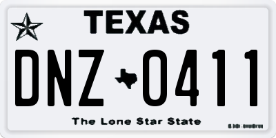 TX license plate DNZ0411