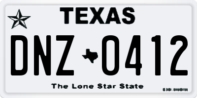 TX license plate DNZ0412