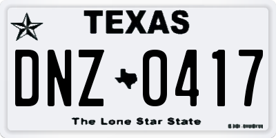 TX license plate DNZ0417