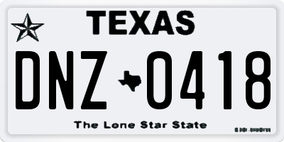 TX license plate DNZ0418