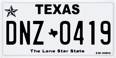 TX license plate DNZ0419