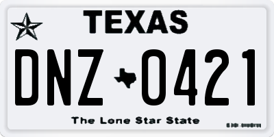 TX license plate DNZ0421