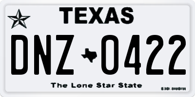 TX license plate DNZ0422