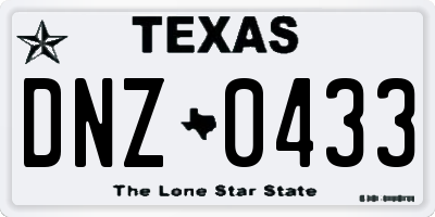 TX license plate DNZ0433