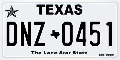 TX license plate DNZ0451