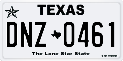 TX license plate DNZ0461