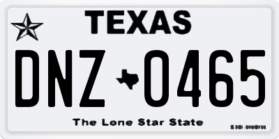 TX license plate DNZ0465