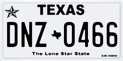 TX license plate DNZ0466