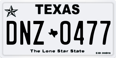 TX license plate DNZ0477