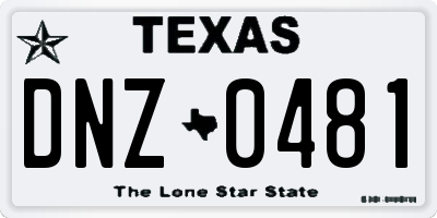 TX license plate DNZ0481