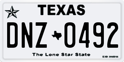 TX license plate DNZ0492