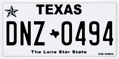 TX license plate DNZ0494