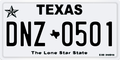 TX license plate DNZ0501
