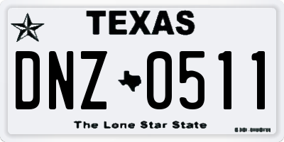 TX license plate DNZ0511
