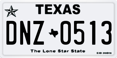 TX license plate DNZ0513