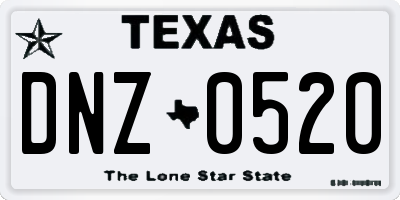 TX license plate DNZ0520