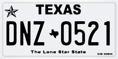 TX license plate DNZ0521
