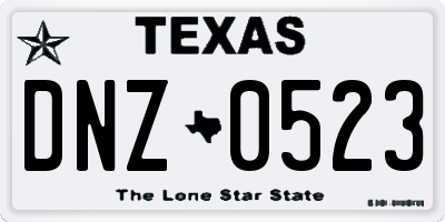 TX license plate DNZ0523