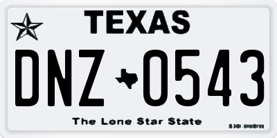 TX license plate DNZ0543