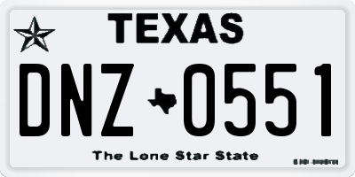 TX license plate DNZ0551