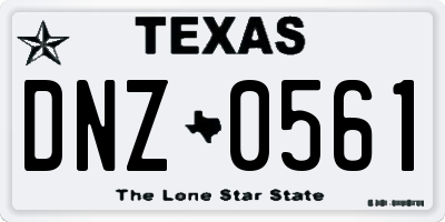 TX license plate DNZ0561