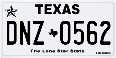 TX license plate DNZ0562