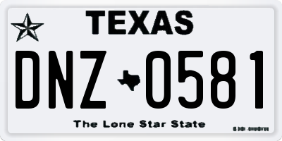 TX license plate DNZ0581