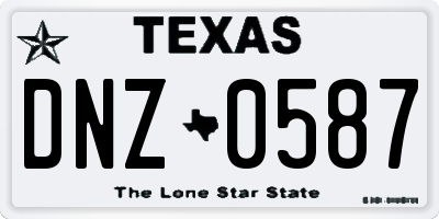 TX license plate DNZ0587