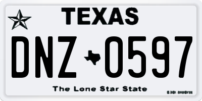 TX license plate DNZ0597