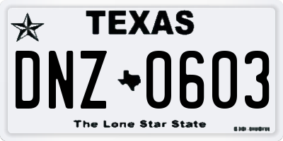 TX license plate DNZ0603