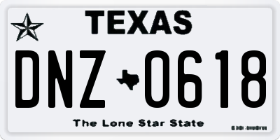 TX license plate DNZ0618