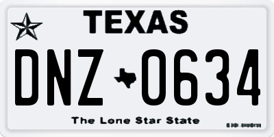TX license plate DNZ0634