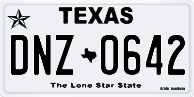 TX license plate DNZ0642