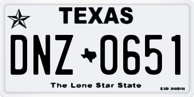 TX license plate DNZ0651