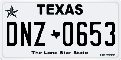 TX license plate DNZ0653