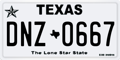 TX license plate DNZ0667