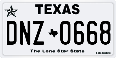 TX license plate DNZ0668