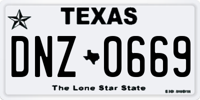 TX license plate DNZ0669